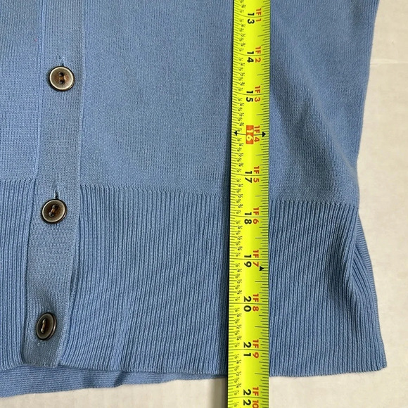 Cabi Blue Long Sleeve Cardigan Medium Button Cut-Out Back Sweater Preppy Work - Picture 10 of 10